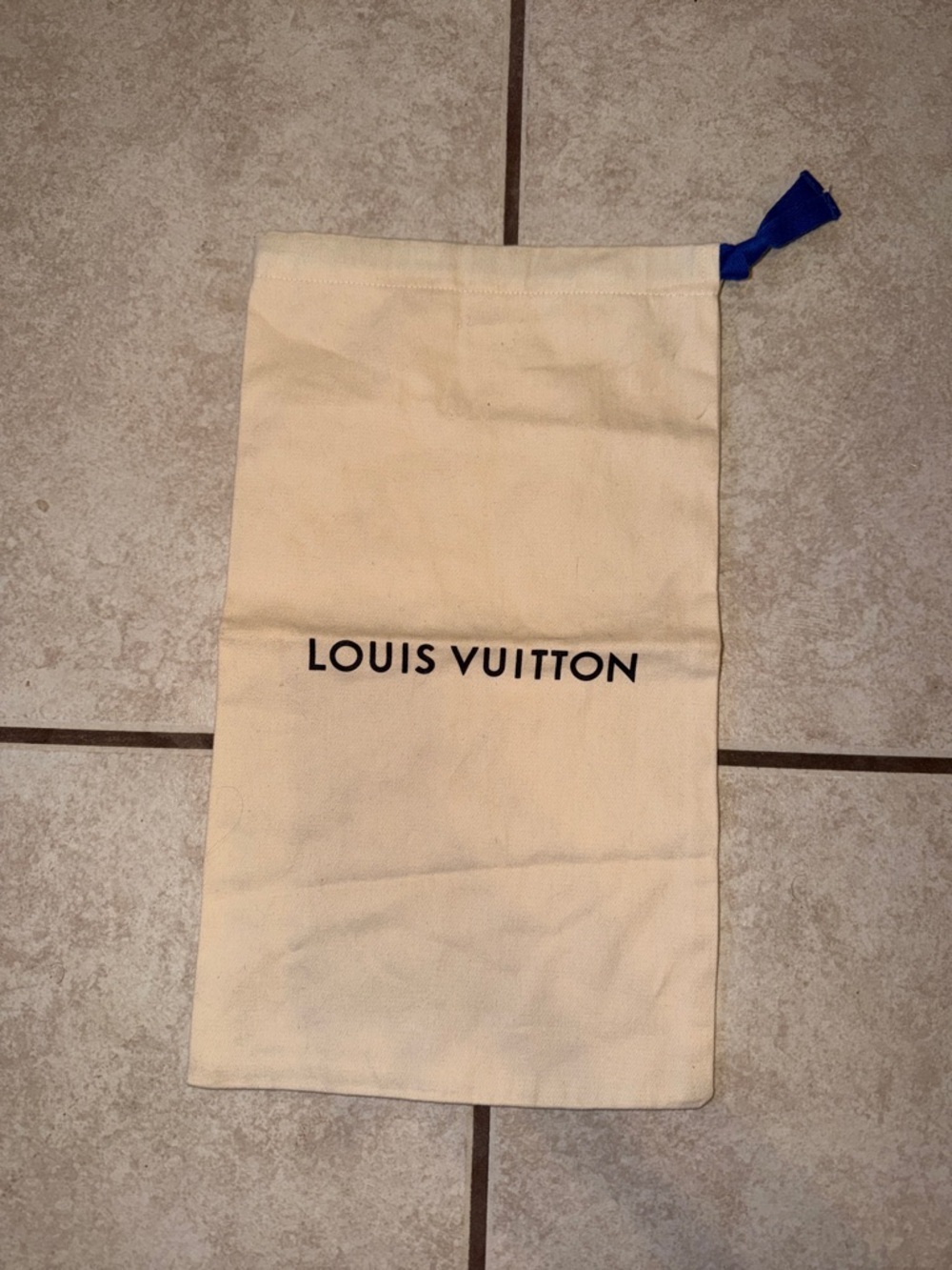 Louis Vuitton Cream Canvas Dust Bag with Blue Drawstring